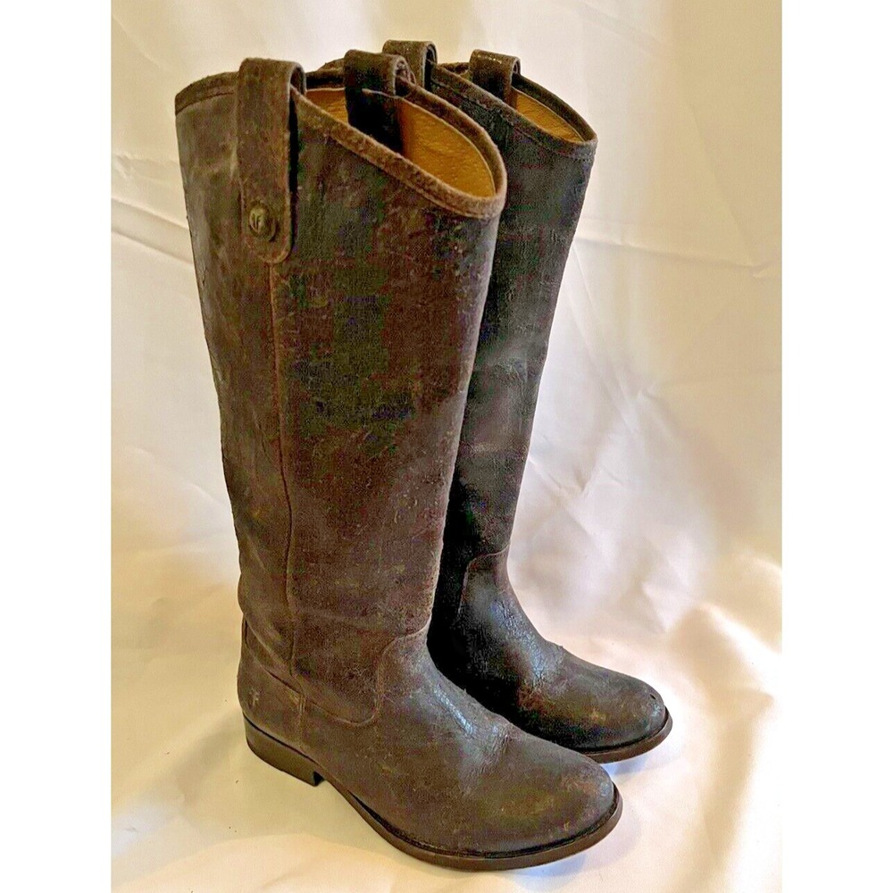 Womens Frye 77164 Brown Melissa Button Riding Boots Glazed Leather Size 6.5 B